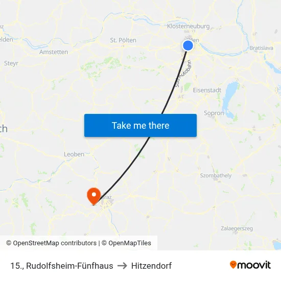 15., Rudolfsheim-Fünfhaus to Hitzendorf map