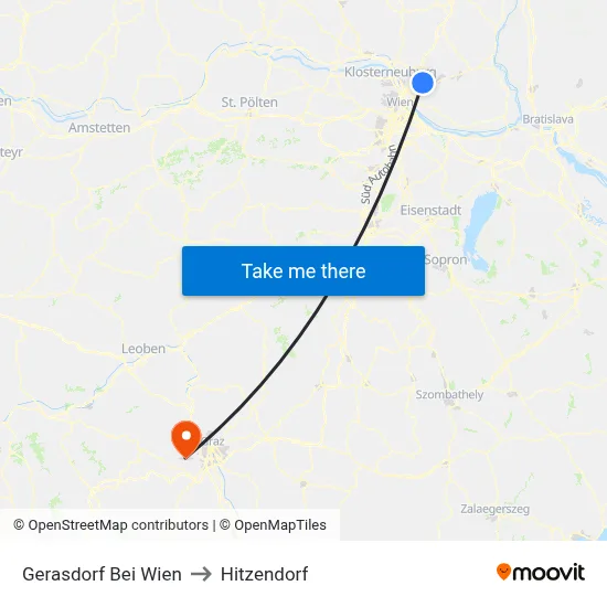 Gerasdorf Bei Wien to Hitzendorf map
