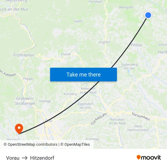 Vorau to Hitzendorf map