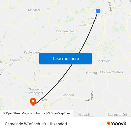 Gemeinde Würflach to Hitzendorf map