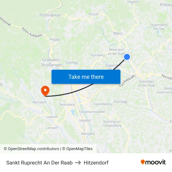 Sankt Ruprecht An Der Raab to Hitzendorf map