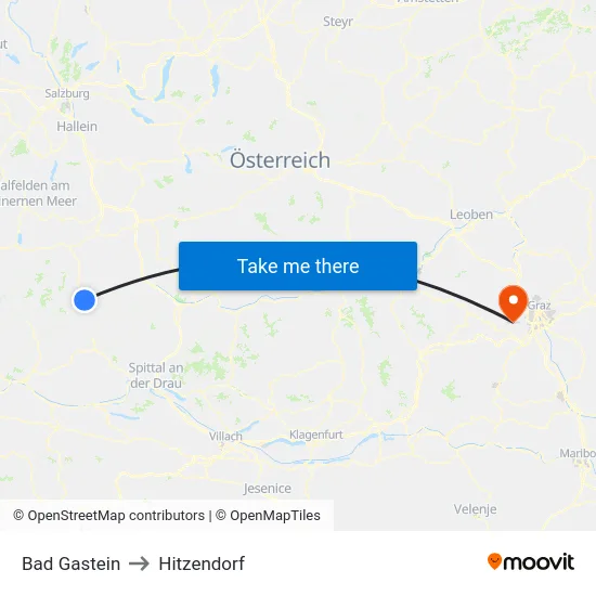 Bad Gastein to Hitzendorf map