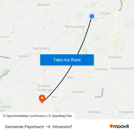 Gemeinde Payerbach to Hitzendorf map