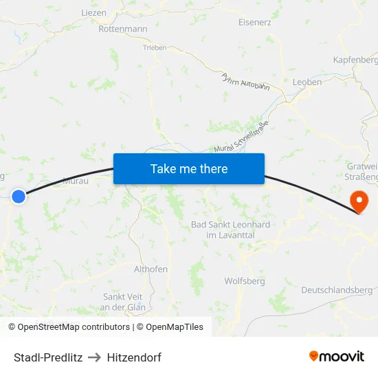 Stadl-Predlitz to Hitzendorf map