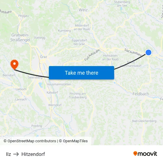 Ilz to Hitzendorf map