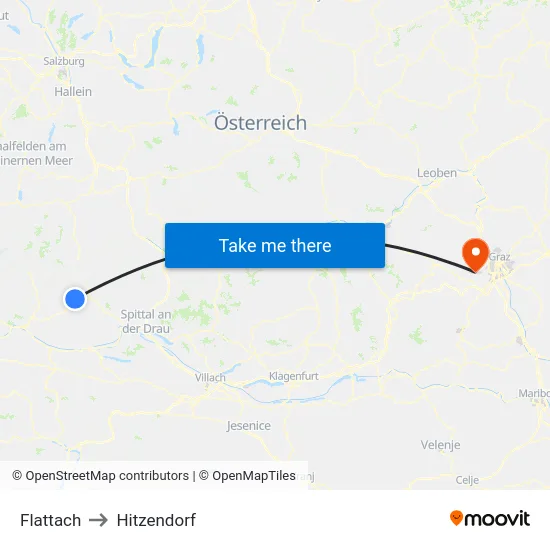 Flattach to Hitzendorf map