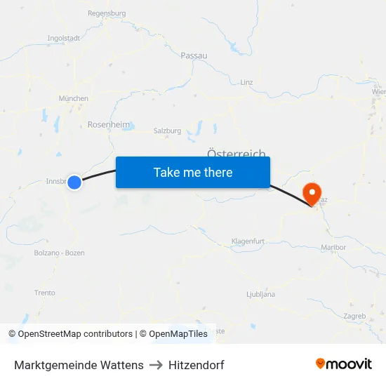 Marktgemeinde Wattens to Hitzendorf map