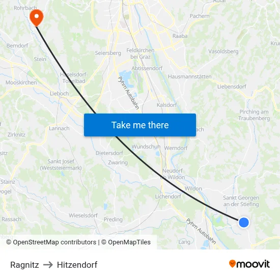 Ragnitz to Hitzendorf map