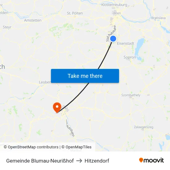 Gemeinde Blumau-Neurißhof to Hitzendorf map