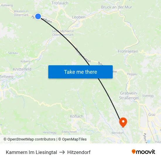 Kammern Im Liesingtal to Hitzendorf map