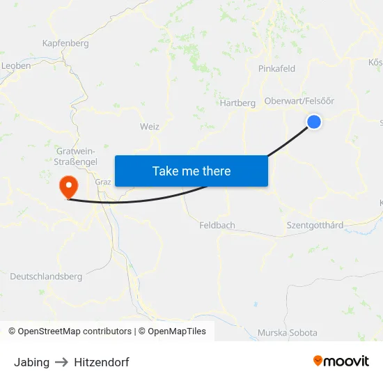 Jabing to Hitzendorf map