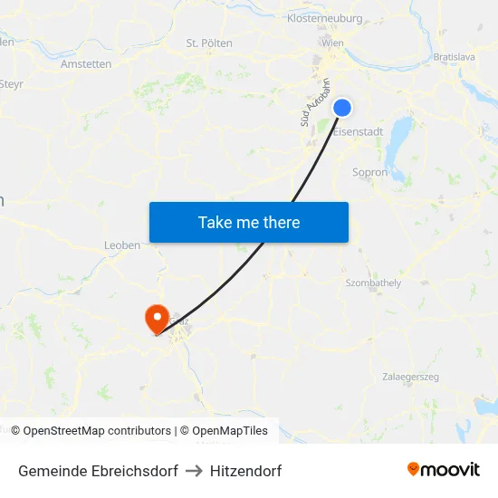 Gemeinde Ebreichsdorf to Hitzendorf map