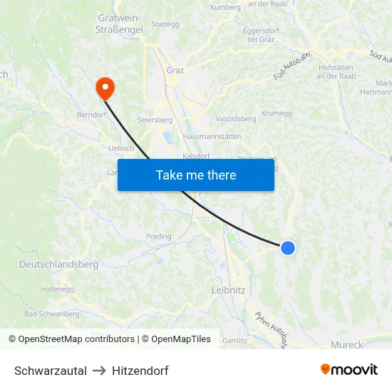 Schwarzautal to Hitzendorf map
