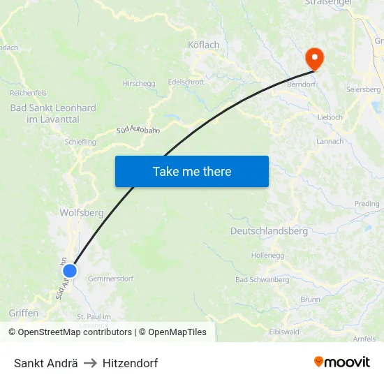 Sankt Andrä to Hitzendorf map