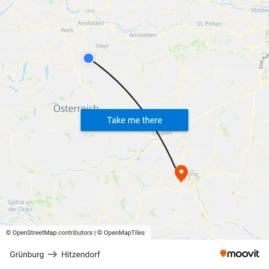 Grünburg to Hitzendorf map