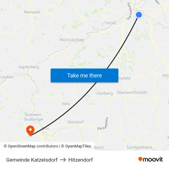Gemeinde Katzelsdorf to Hitzendorf map