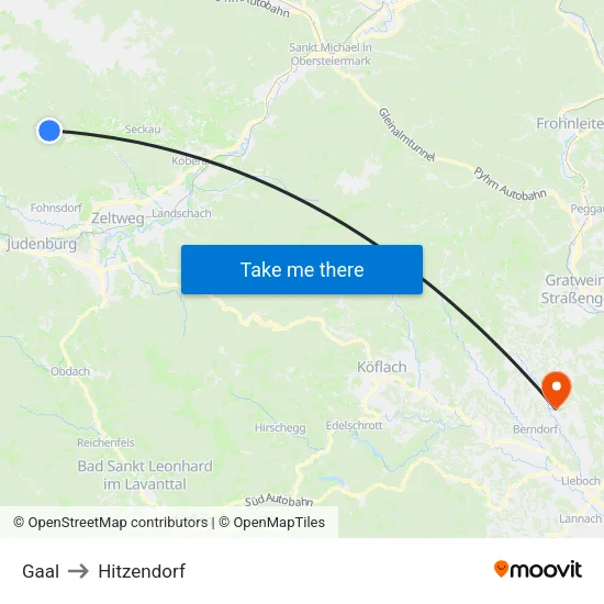 Gaal to Hitzendorf map