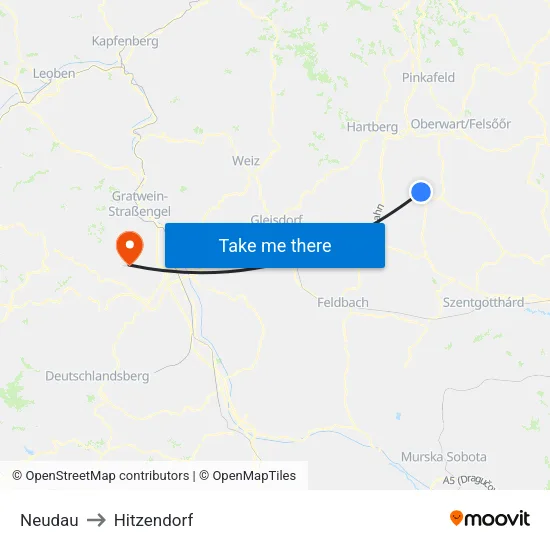 Neudau to Hitzendorf map