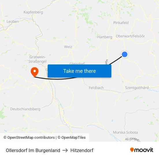 Ollersdorf Im Burgenland to Hitzendorf map