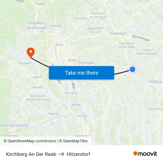 Kirchberg An Der Raab to Hitzendorf map