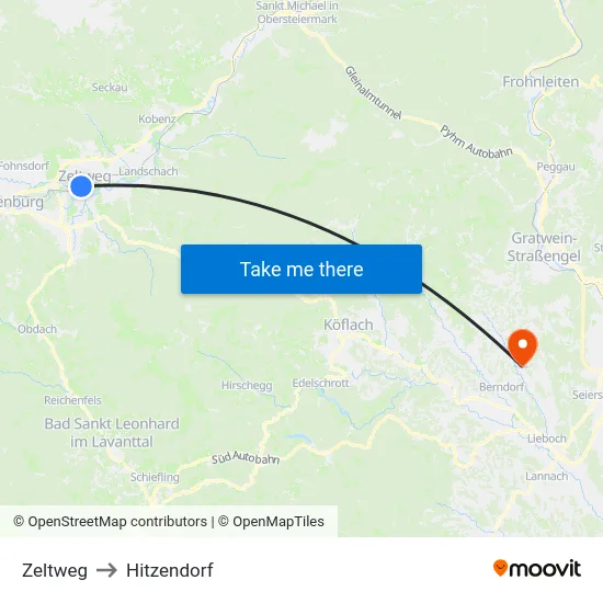 Zeltweg to Hitzendorf map