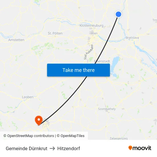 Gemeinde Dürnkrut to Hitzendorf map