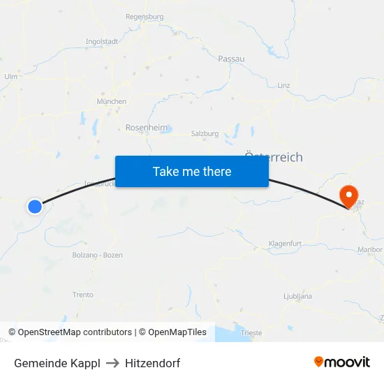 Gemeinde Kappl to Hitzendorf map