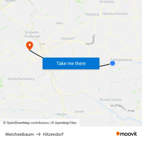 Weichselbaum to Hitzendorf map