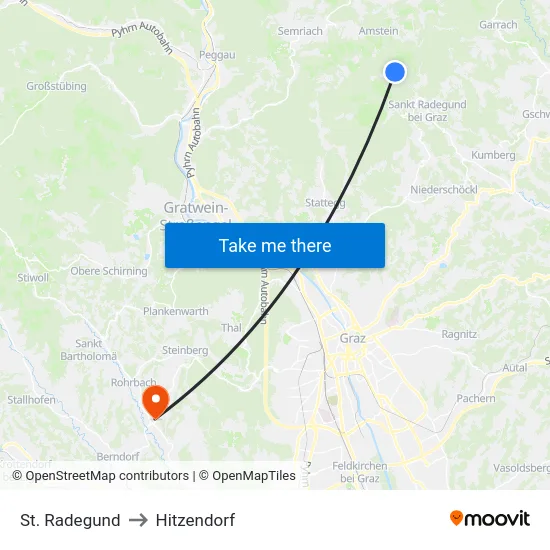 St. Radegund to Hitzendorf map