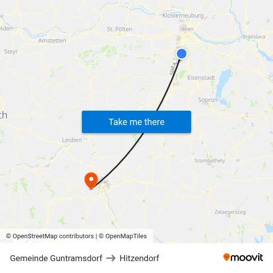 Gemeinde Guntramsdorf to Hitzendorf map