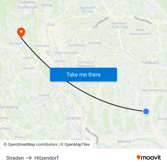 Straden to Hitzendorf map
