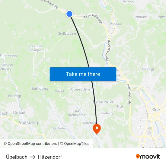 Übelbach to Hitzendorf map