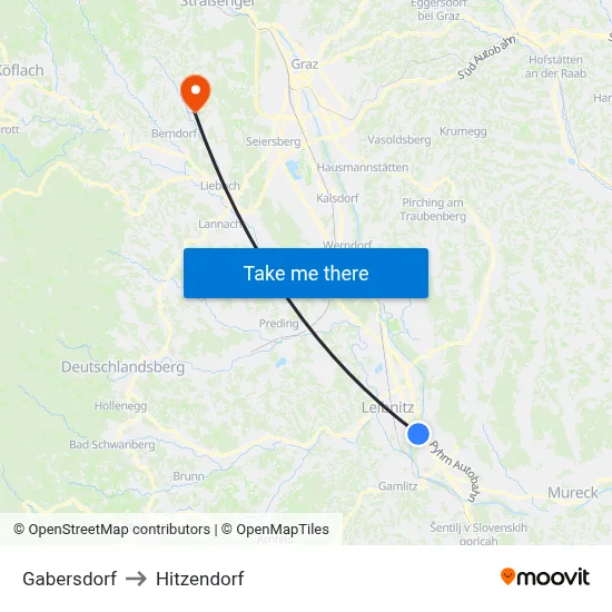 Gabersdorf to Hitzendorf map