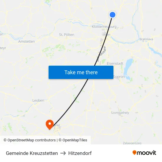 Gemeinde Kreuzstetten to Hitzendorf map