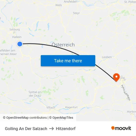 Golling An Der Salzach to Hitzendorf map