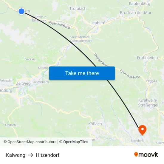 Kalwang to Hitzendorf map