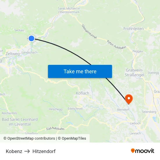 Kobenz to Hitzendorf map