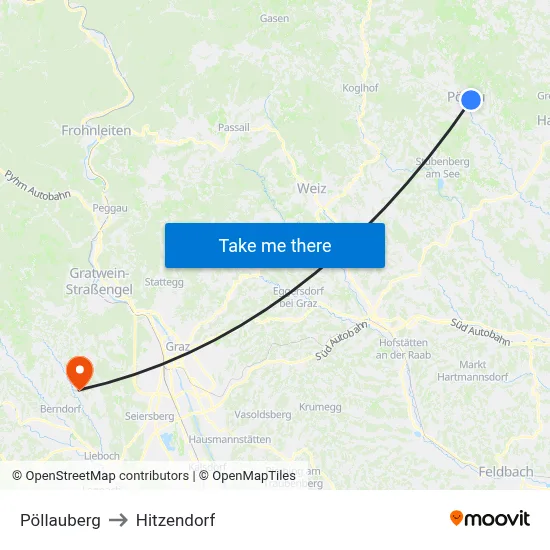 Pöllauberg to Hitzendorf map