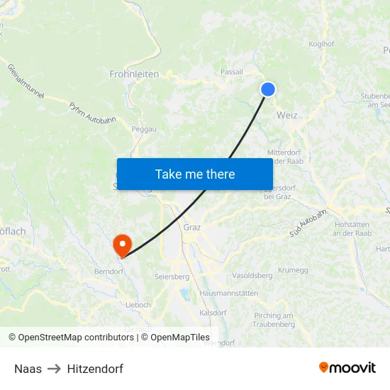 Naas to Hitzendorf map
