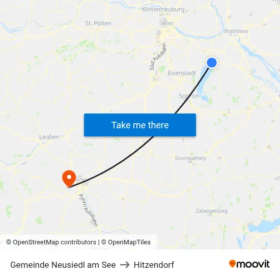 Gemeinde Neusiedl am See to Hitzendorf map