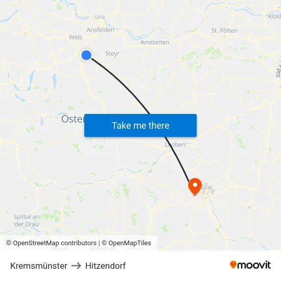 Kremsmünster to Hitzendorf map