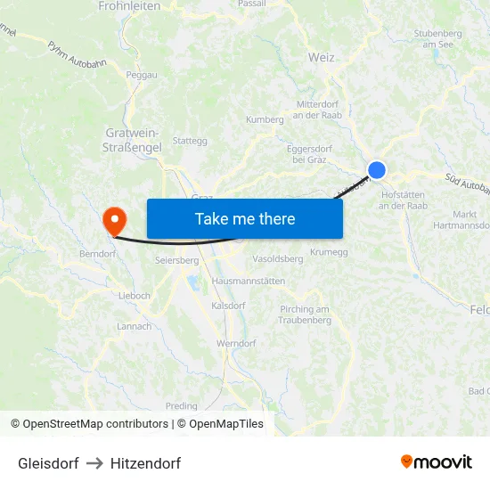Gleisdorf to Hitzendorf map