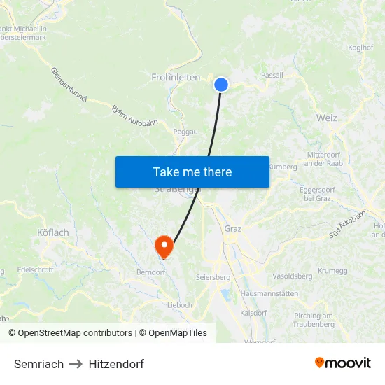 Semriach to Hitzendorf map