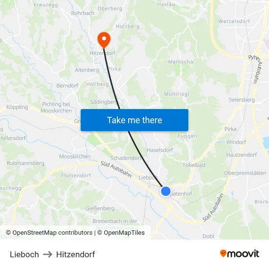 Lieboch to Hitzendorf map