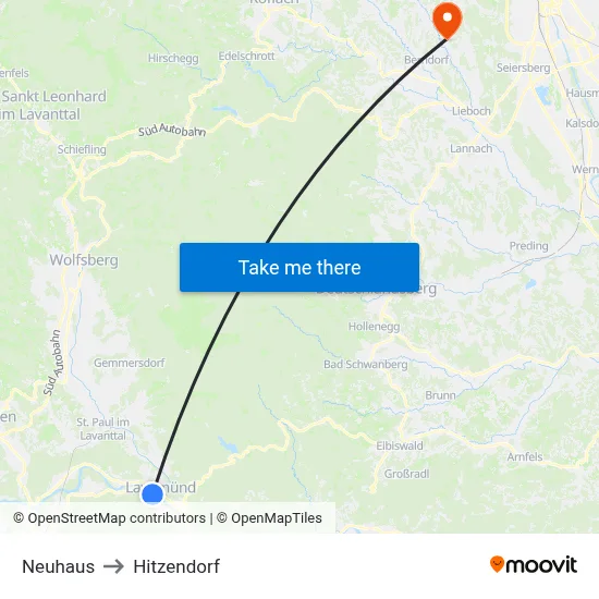 Neuhaus to Hitzendorf map