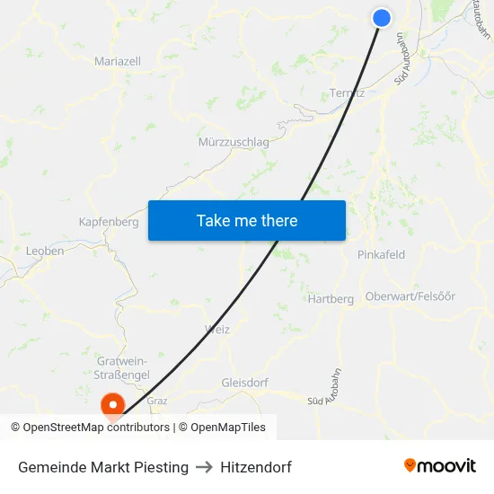 Gemeinde Markt Piesting to Hitzendorf map
