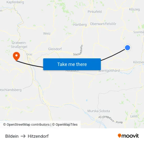 Bildein to Hitzendorf map