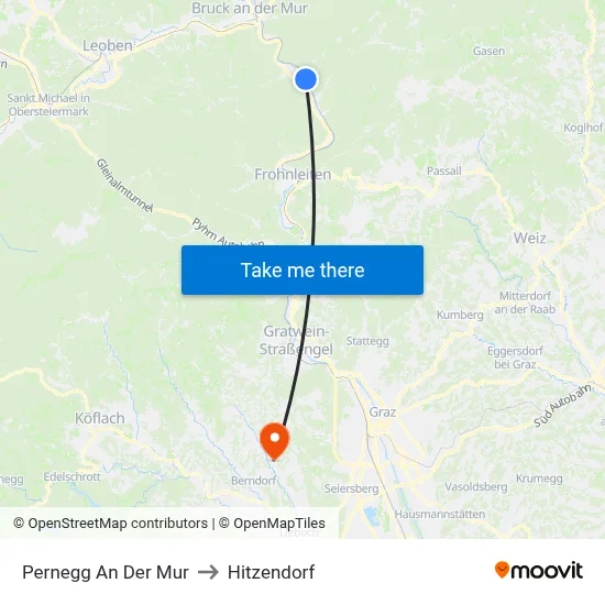 Pernegg An Der Mur to Hitzendorf map