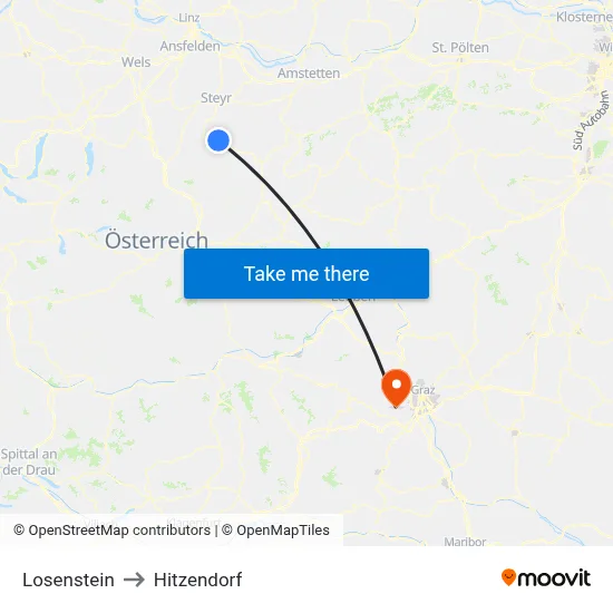 Losenstein to Hitzendorf map