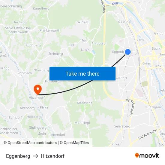 Eggenberg to Hitzendorf map